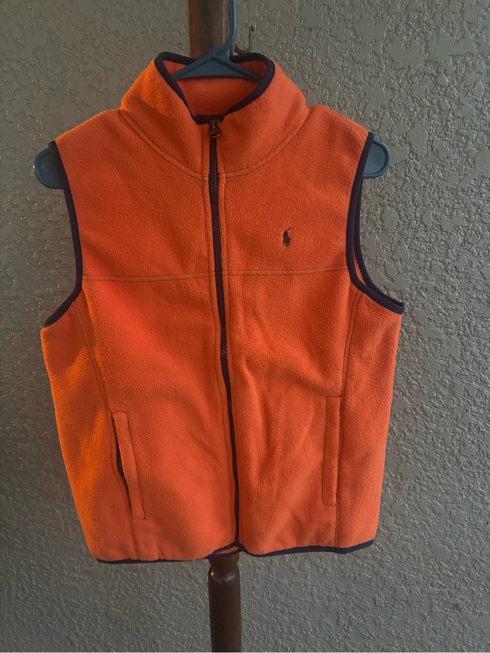 Polo Ralph Lauren Bright Orange Fleece Vest with Black Trim - Kids